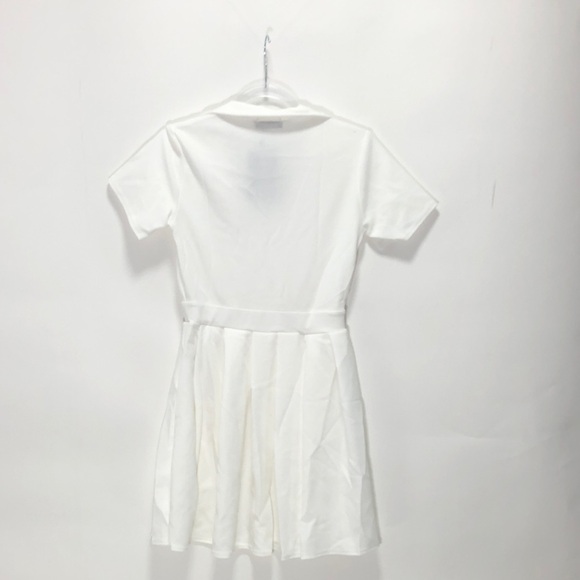 656 White Pleated Side Split Tennis Skirt Shift Dress - Picture 4 of 4